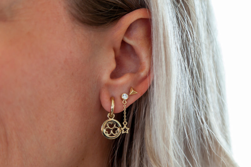Jwls4u oorbellen Earrings 3 hearts Goldplated JE015G