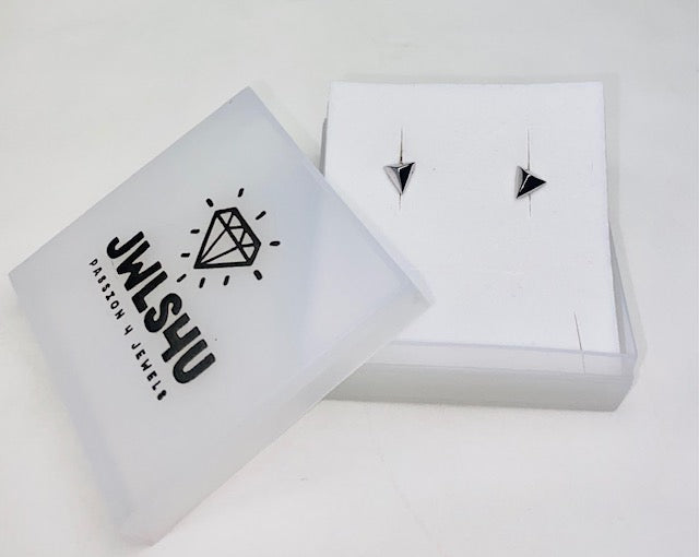 Jwls4u Earrings Earstuds Triangle Silver JE003S