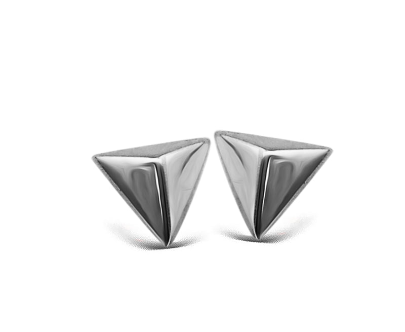 Earparty Earrings Earstuds Pyramid 3D Silver JE001S