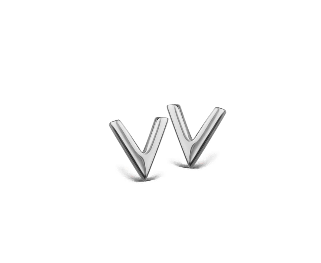 Jwls4u Oorbellen Earstuds V Silver JE004S