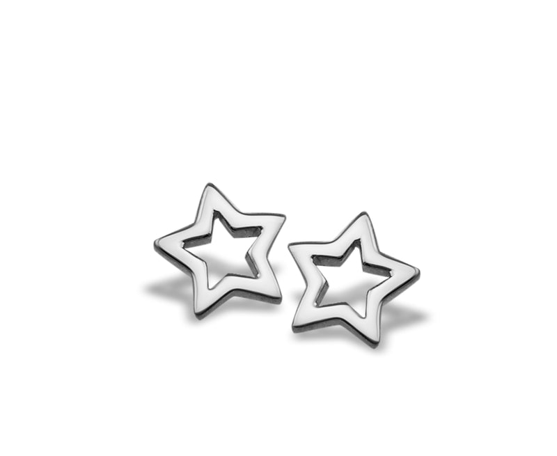 Jwls4u Earrings Earstuds Star Open Silver JE006S
