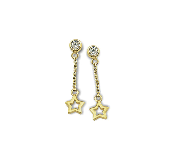 Jwls4u Earrings Pendant Open Star Goldplated JE007G