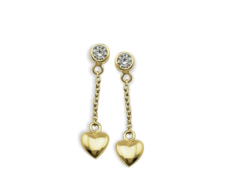 Jwls4u Earrings Pendant Heart 3D Goldplated JE008G
