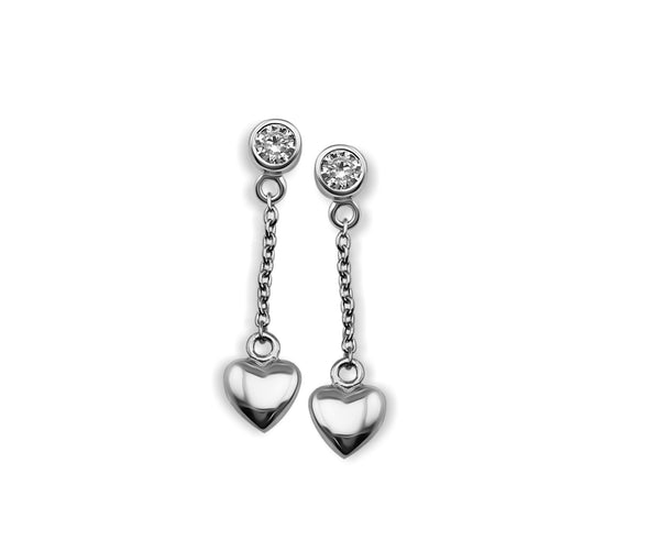 Jwls4u Earstuds Heart 3D Silver JE008S