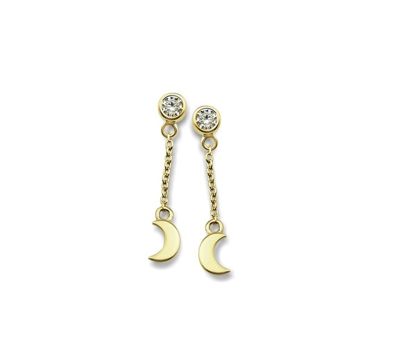 Jwls4u Earrings pendants Moon Goldplated JE009G