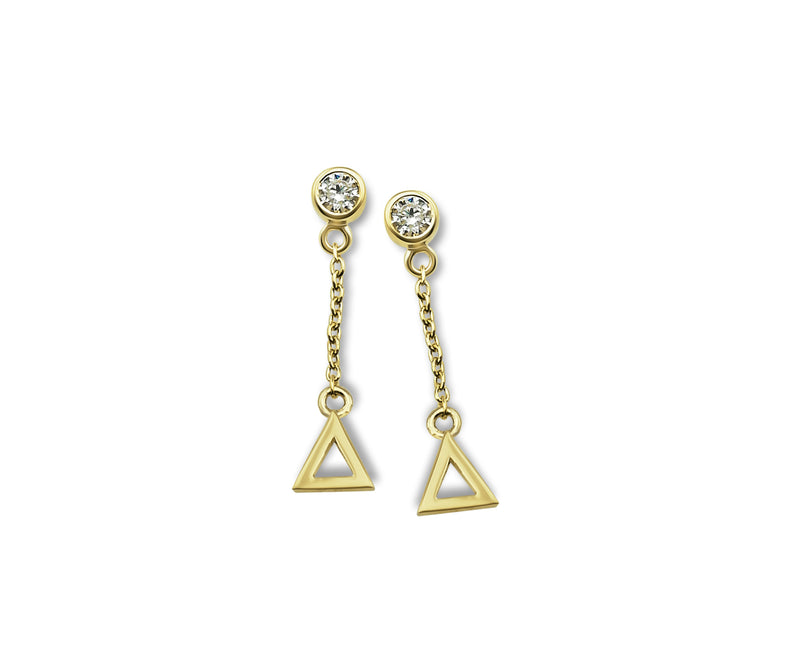 Jwls4u Earrings Pendant Triangle Goldplated JE010G