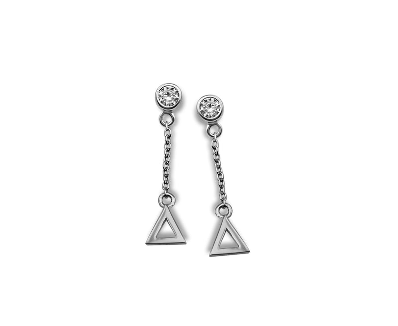 Jwls4u Earrings Pendant Triangle Silver JE010S