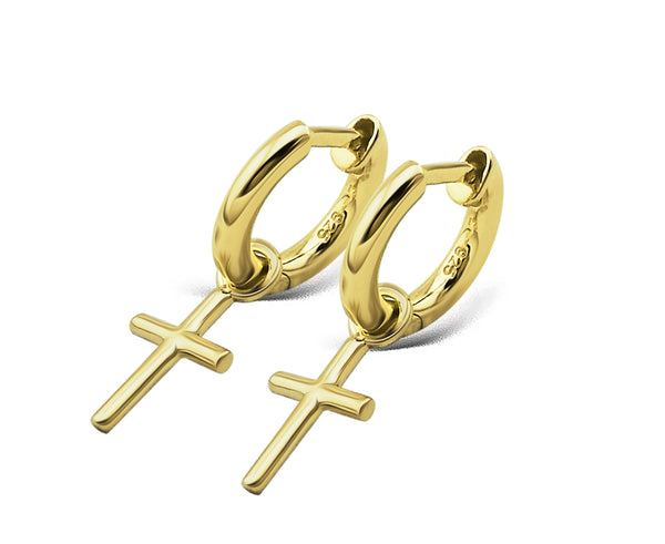 Jwls4u Oorbellen Earrings Cross Goldplated JE013G