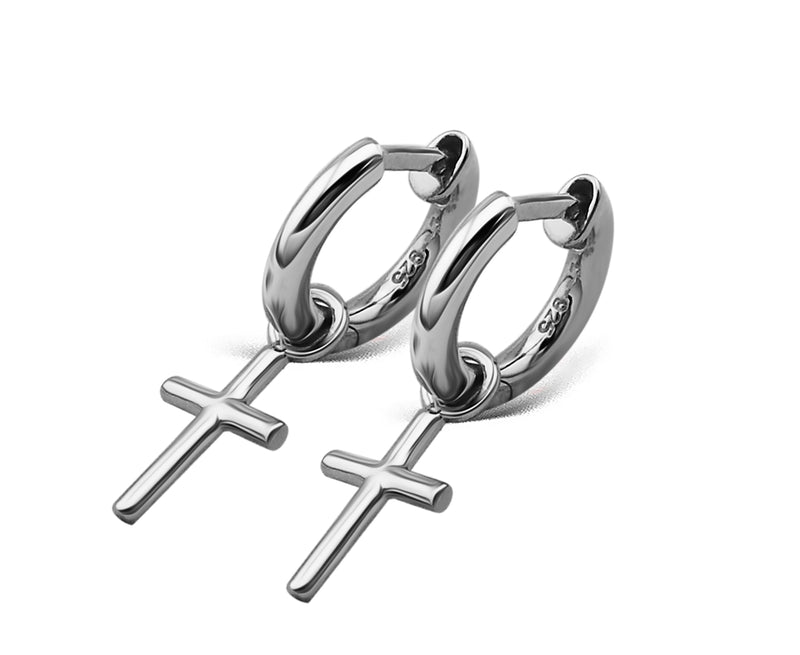 Jwls4u Earrings Earrings Cross Silver JE013S