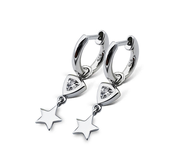 Jwls4u Oorbellen Earrings Trillion Star Silver JE017S