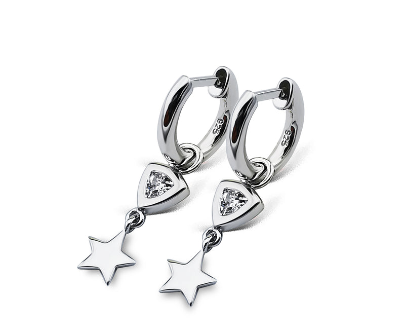 Jwls4u Earrings Earrings Trillion Star Silver JE017S