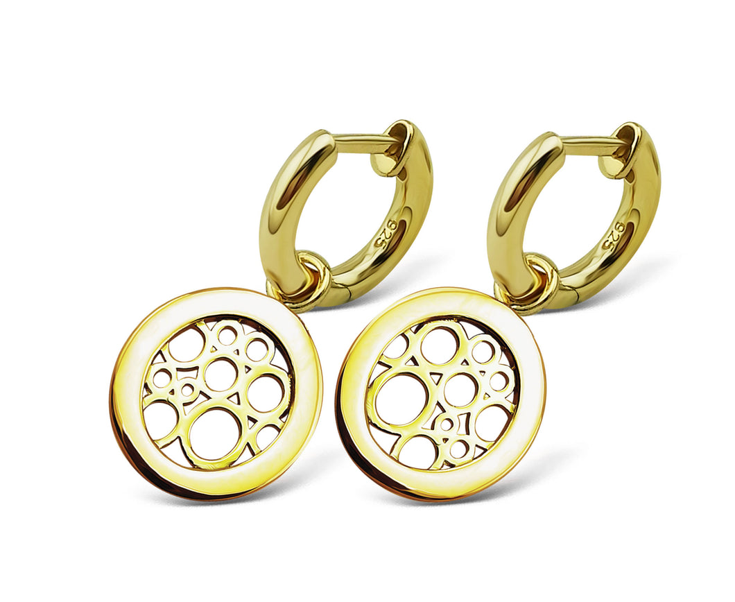 Jwls4u oorbellen Roundabout Silver Gold-Plated JE021G