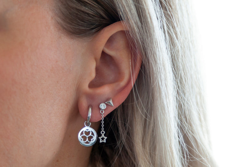 Earparty Earrings Earstuds Pyramid 3D Silver JE001S